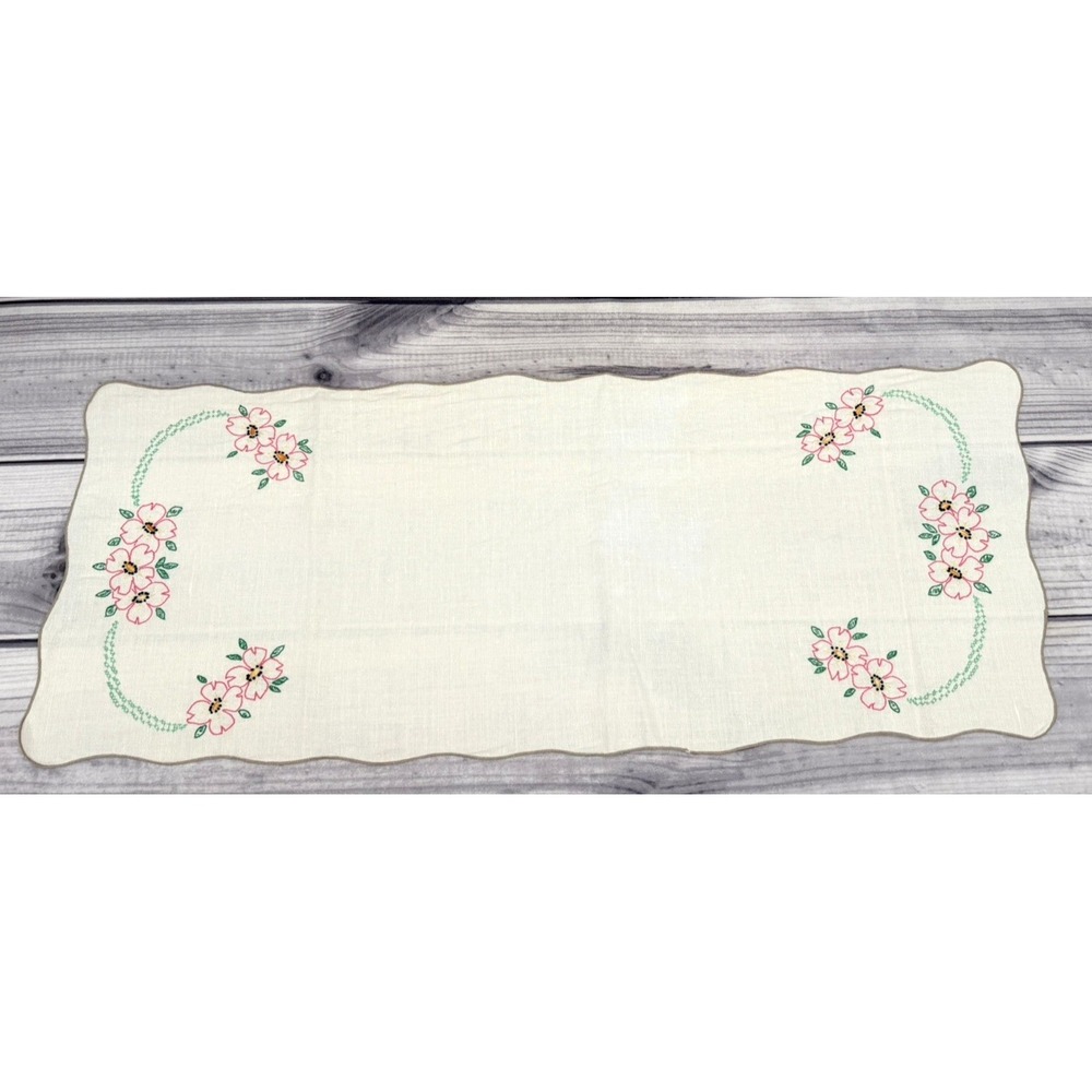VINTAGE‎ EMBROIDERED TABLE RUNNER / SCARF 36" X 14"